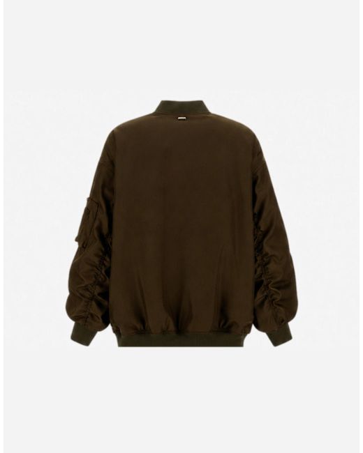 Herno Brown Nylon Gabardine Bomber Jacket