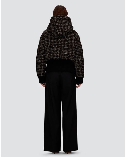 Herno Black Wool Tweed Bomber Jacket