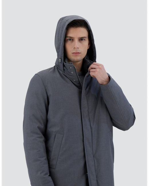 Herno Blue Chaquetón De New Business Y Nylon Ultralight for men
