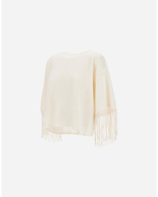 Herno White Wool And Cashmere Stocking-Stitch Jumper