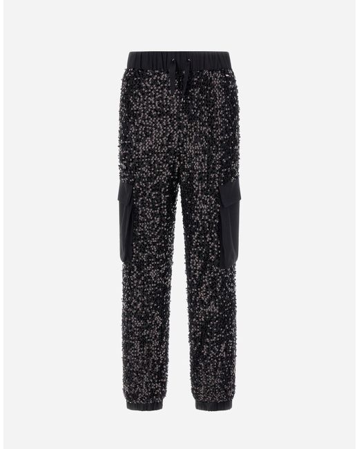 PANTALONI CARGO IN PAILLETTES MESH E STRUCTURED NYLON di Herno in Gray