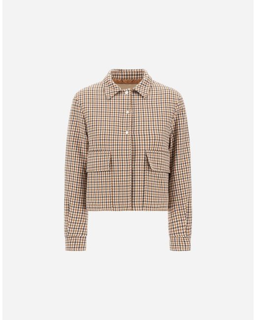 Herno Natural Chaqueta Camisera De Wool Cotton Pied De Poule