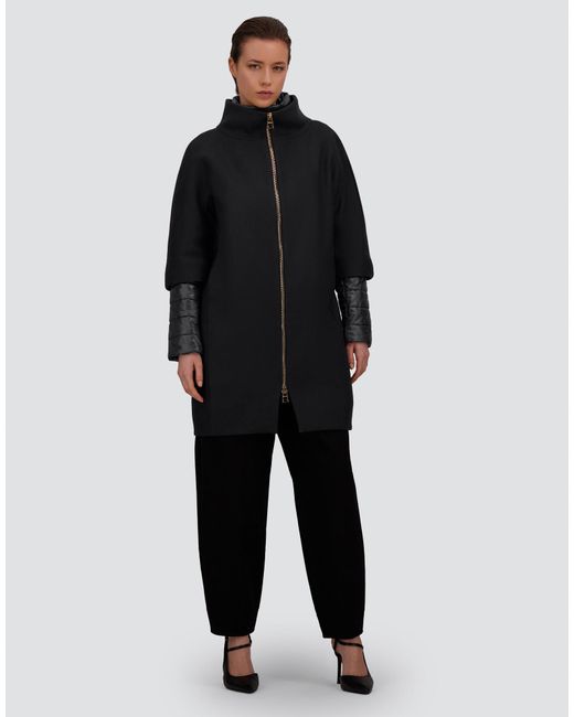 Herno Black Ecowool And Nylon Ultralight Coat