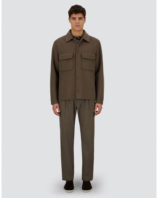 Herno Brown Chaqueta Camisera Resort De Double Faced Pure Wool for men