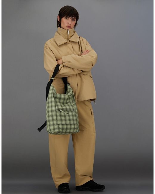 Herno Green Laminar Check Woven Bag