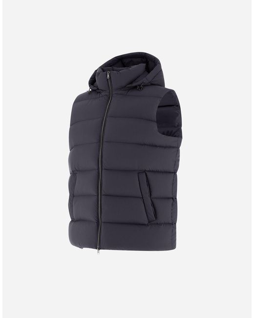 Herno Blue Vest In Ecoage for men