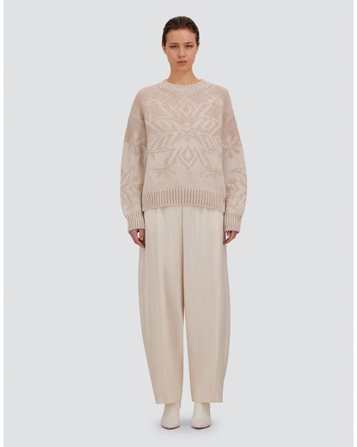 Herno White Wool Jumper With Vanisé Inlay