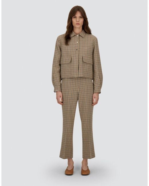 Herno Natural Wool Cotton Pied De Poule Trousers