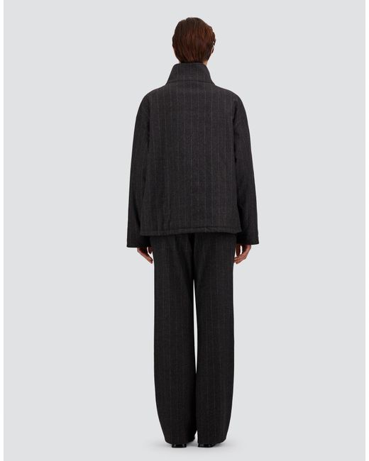 Herno Blue Stretch Wool Jacket With Pinstripe Pattern