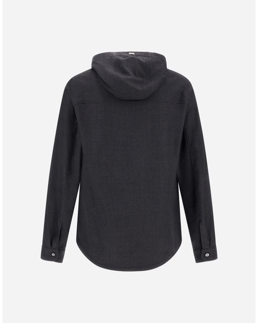 Herno Blue Fluid Wool Shacket for men