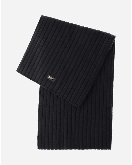 Herno Black Fisherman's Rib Cashmere Scarf for men