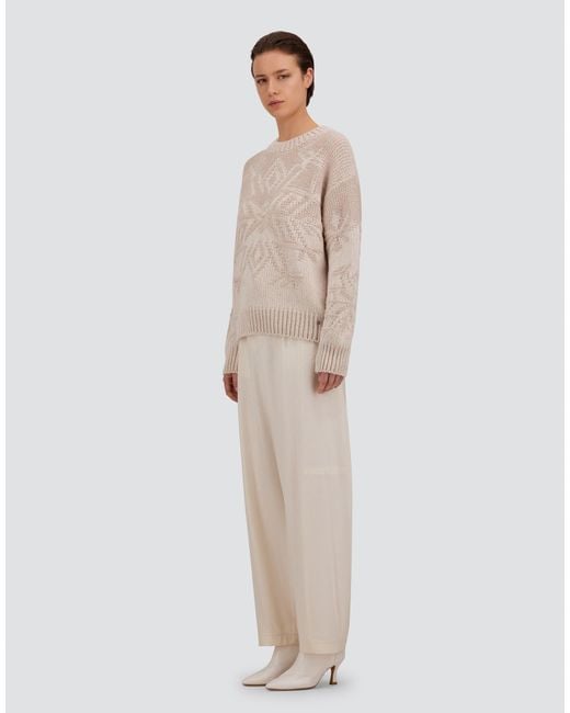 Herno White Wool Jumper With Vanisé Inlay