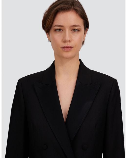 Herno Black Stretch Wool Gabardine And Satin Blazer
