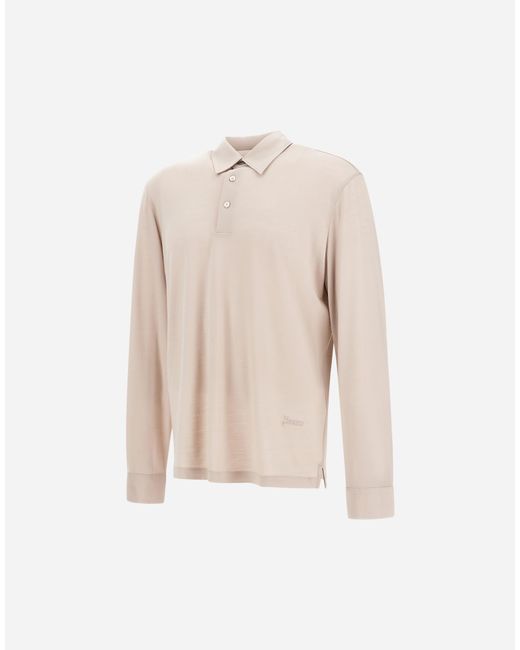 Herno White Wool Jersey Polo Shirt for men
