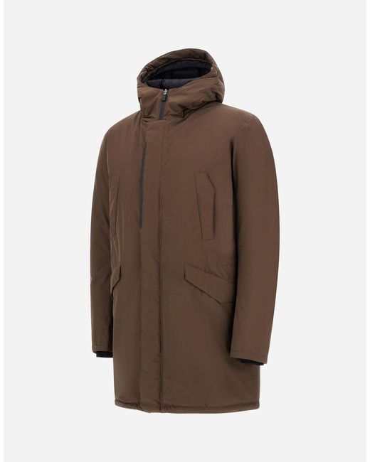 Herno Brown Long Parka In 2-layer Windstopper for men