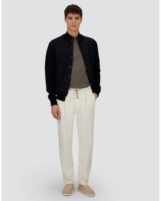 Herno Blue Resort Cashmere Cotton Knit And Felted Wool Cardigan for men