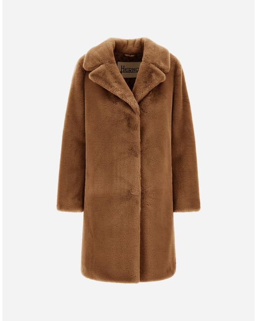 Herno Brown Alpaca Jacket With Fringing