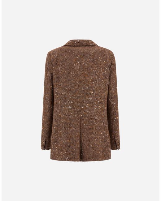 Herno Brown Baby Alpaca And Wool Blazer