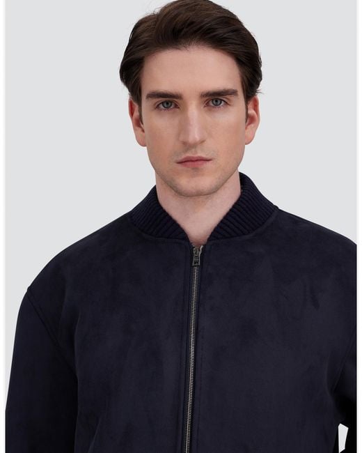 Herno Blue Faux Shearling Bomber Jacket for men