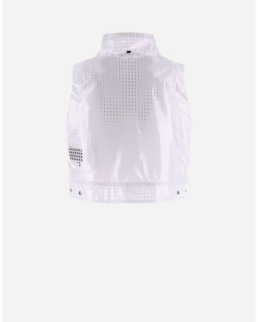 Herno White Chaqueta Sin Mangas De Coated Lace Y Grogrén