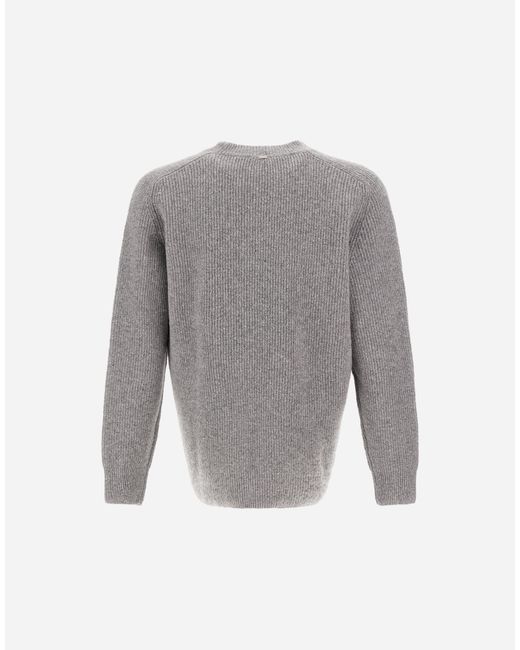 Herno Gray Cashmere And Wool Fisherman's Rib Sweater for men