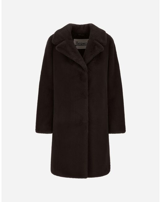 Herno Black Alpaca Jacket With Fringing