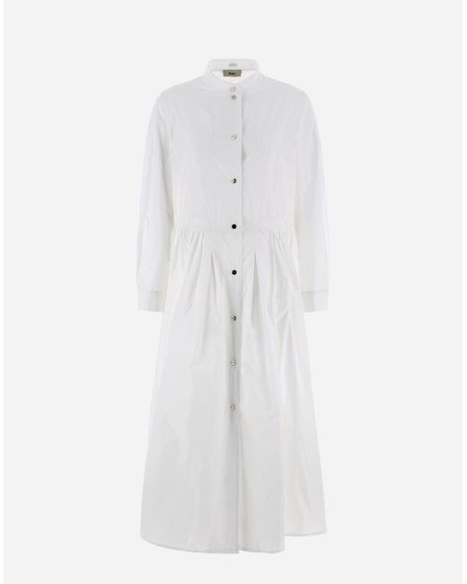 Herno White Cotton And Monogram Dress