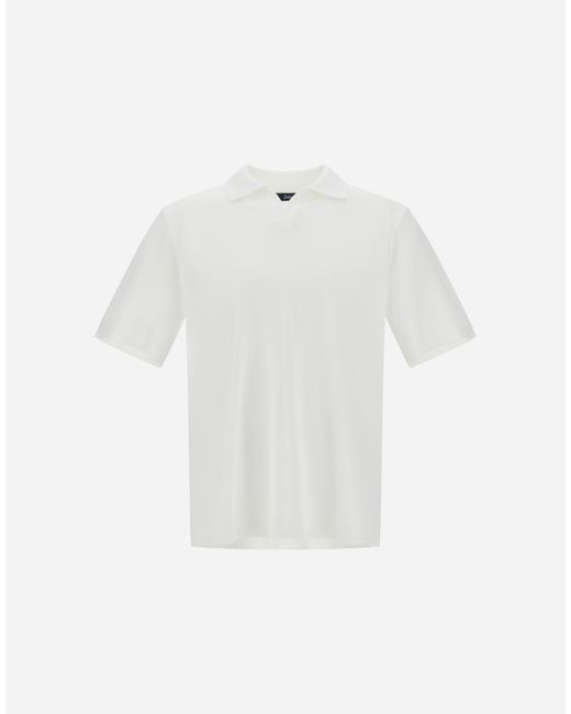 Herno White Jersey Knit Effect Polo Shirt for men