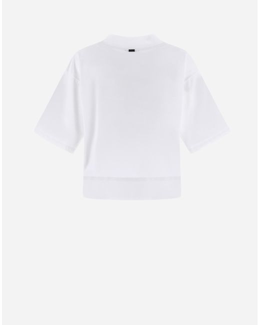 Herno White Superfine Cotton Stretch T-shirt With Scarf