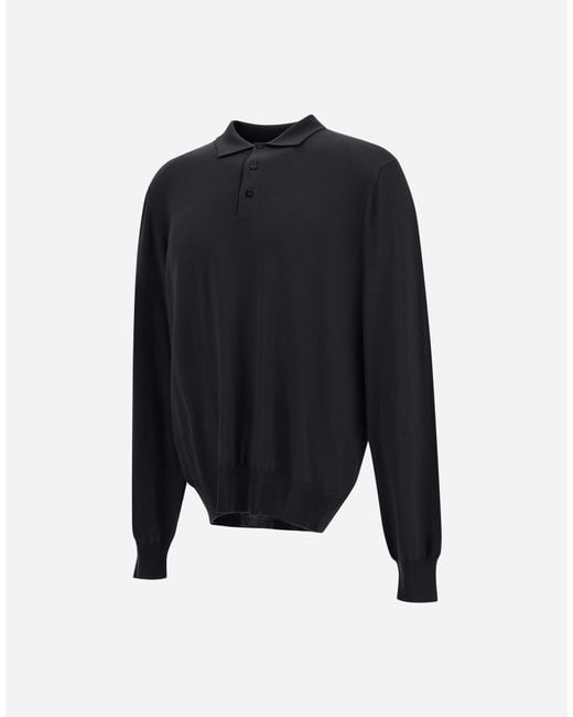 Herno Blue Merino Wool Polo Shirt for men
