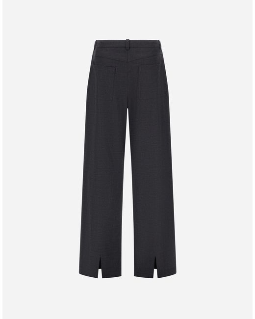 Herno Blue Wool Gabardine And Viscose Satin Trousers