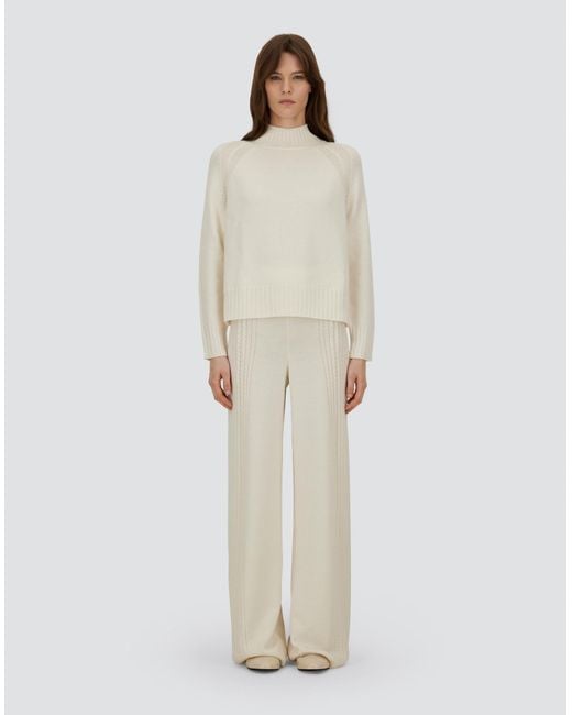 Herno White Ribbed & Braided Merino Wool Jumper