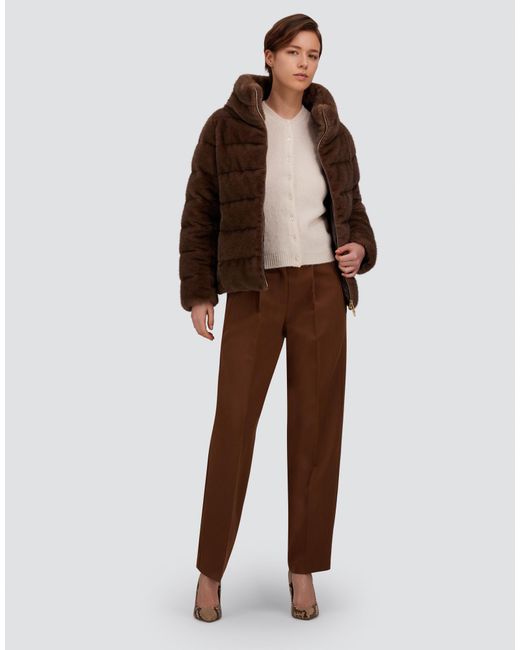 Herno Brown Mélange Mink-Effect Jacket