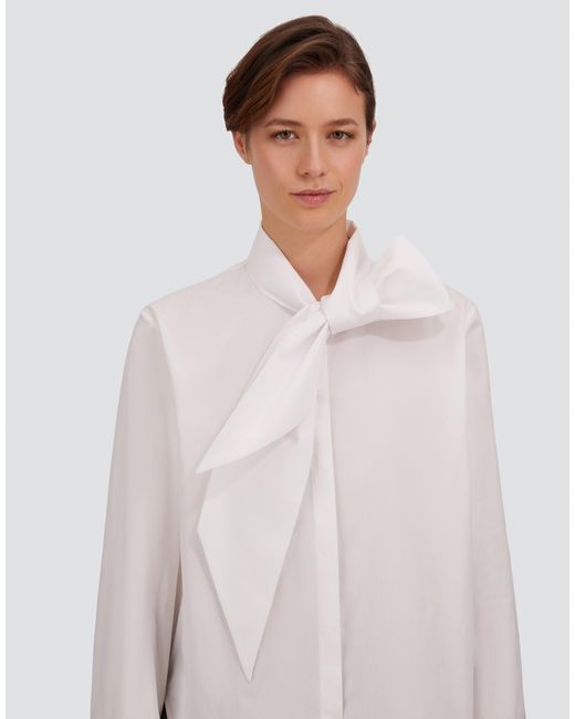 Herno White Cotton Poplin Shirt With Bow