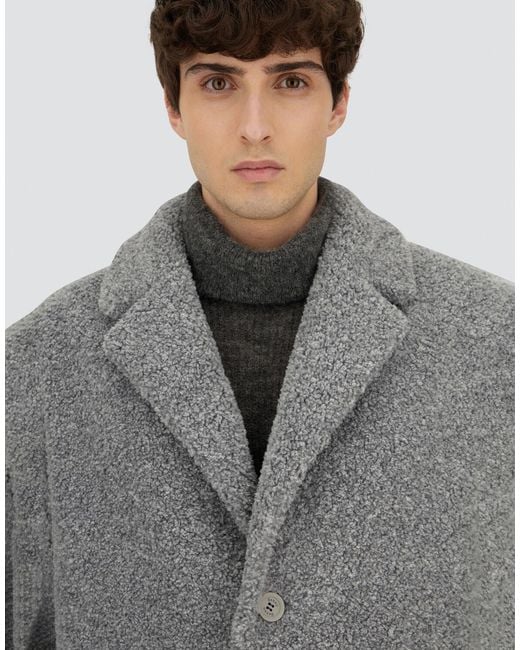 Herno Gray Melange Teddy Coat for men