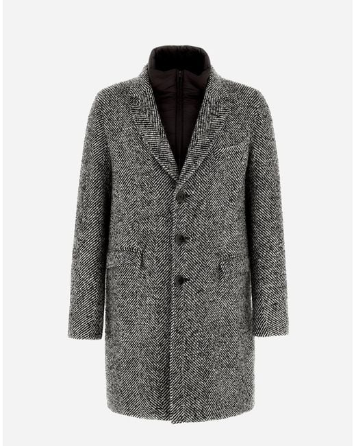 Herno Gray Abrigo De Herringbone Coat Y Nuage for men