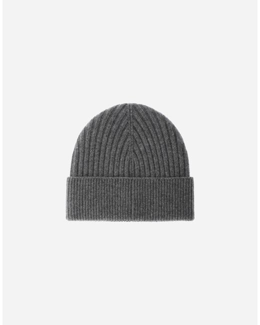 Herno Gray Ribbed Wool Beanie for men