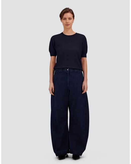 Herno Blue Stocking-Stitch Extrafine Wool T-Shirt