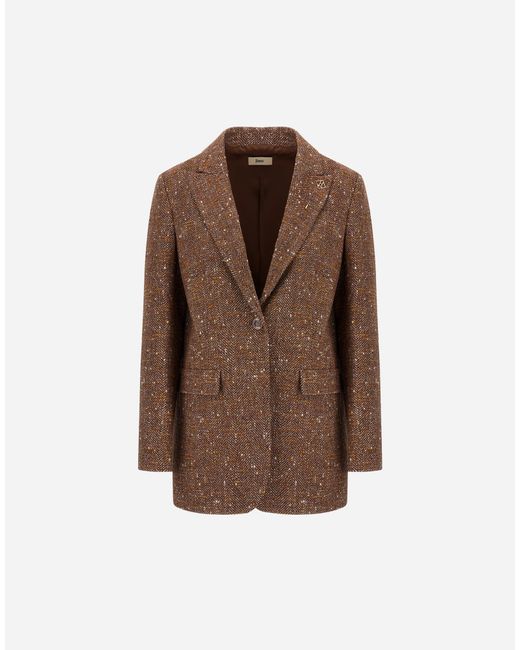 Herno Brown Baby Alpaca And Wool Blazer