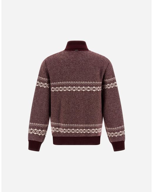 Herno Purple Wool And Cashmere Roll-Neck Jumper With Norwegian Pattern for men