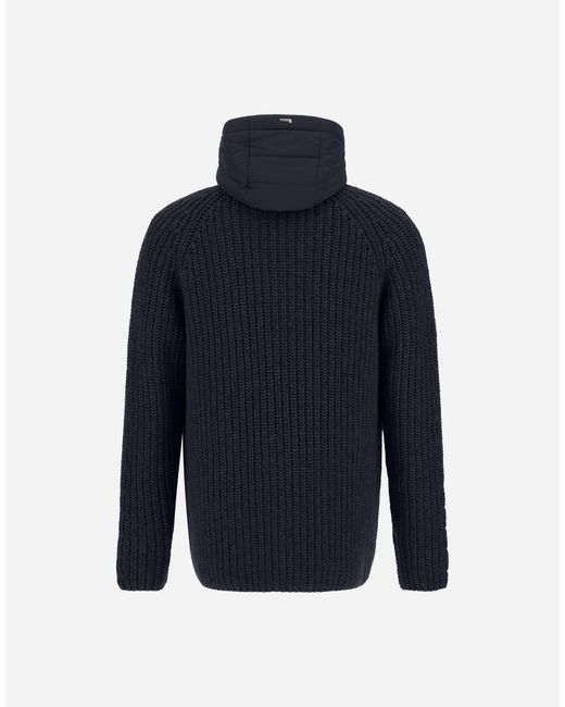 Herno Blue Wool Jacket With Raised Texture And Cable-Knit Detailing for men