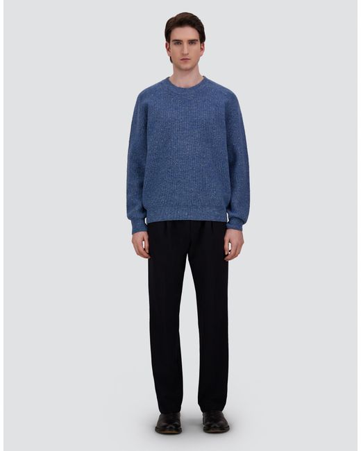 Herno Blue Cashmere And Wool Fisherman's Rib Sweater for men