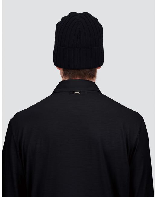 Herno Blue English Rib Cashmere Beanie for men