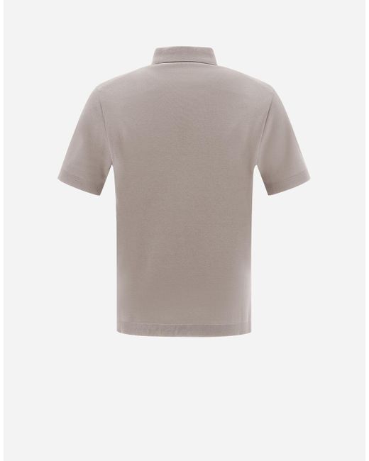Herno Gray Jersey Knit Effect Polo Shirt for men