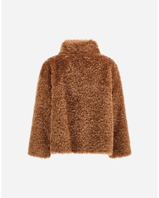 Herno Brown Curly-Effect Fur-Touch Short Jacket