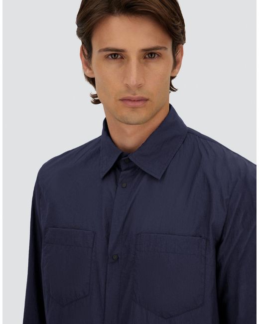 Herno Blue Shacket In Micro Ripstop Nylon for men