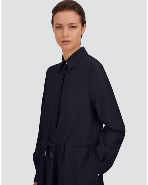 Herno Blue Wool Gabardine Chemisier Dress