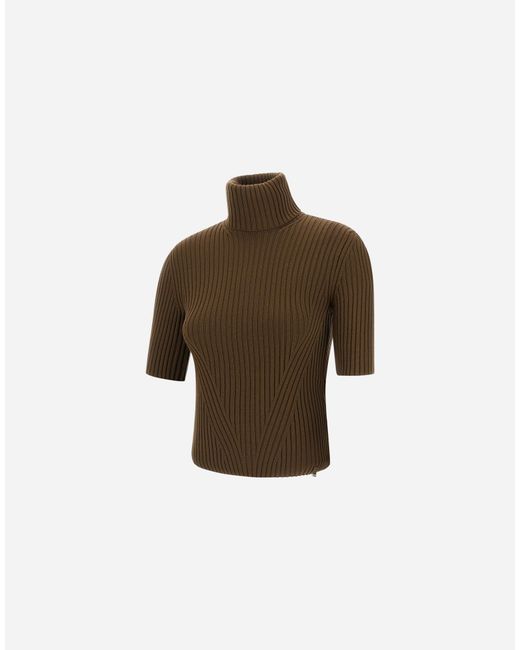 Herno Brown Ribbed Wool Turtleneck