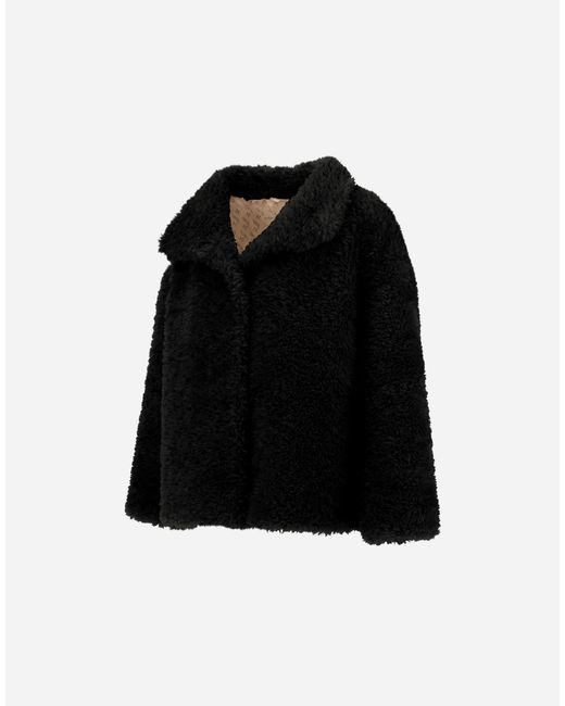 Herno Black Curly-Effect Fur-Touch Short Jacket