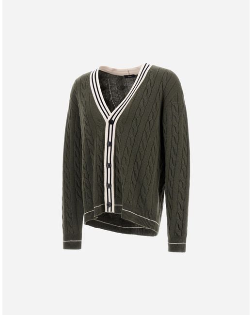Herno Black Cable-Knit Wool And Cashmere Cardigan for men